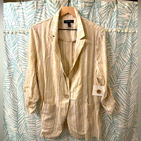 Ellen Tracy Jackets & Blazers - NWT Striped, Slouchy Linen Blazer